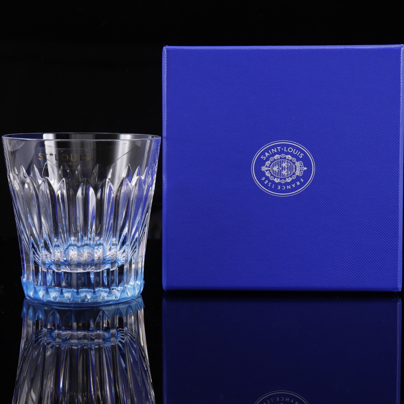 Saint-Louis サンルイ ロックグラス グラス クリスタル ブルー _ 中古品 A+ランク