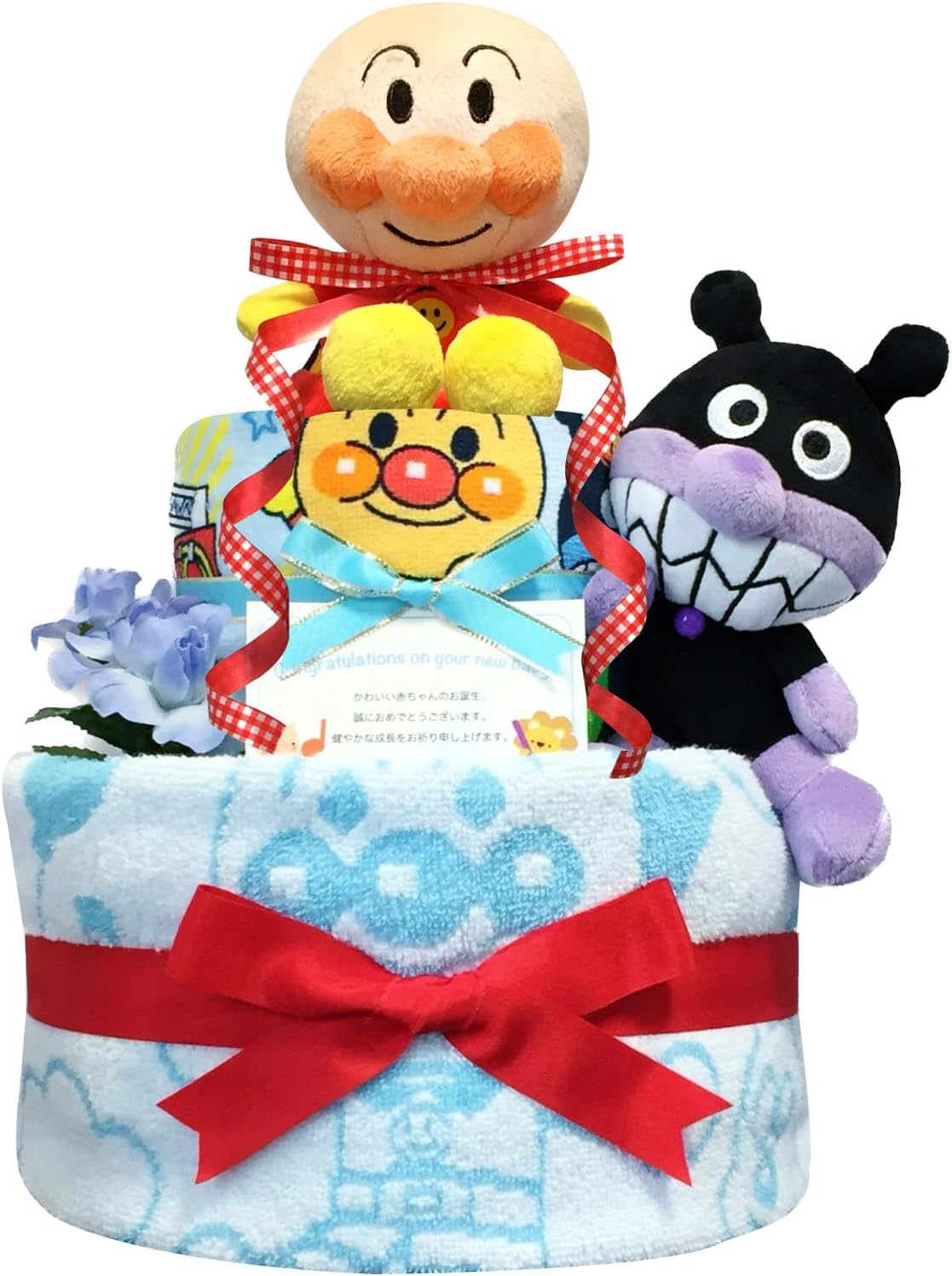 KanonBabys おむつケーキ 男の子向け アンパンマン バイキンマン 2段 パンパースS22枚