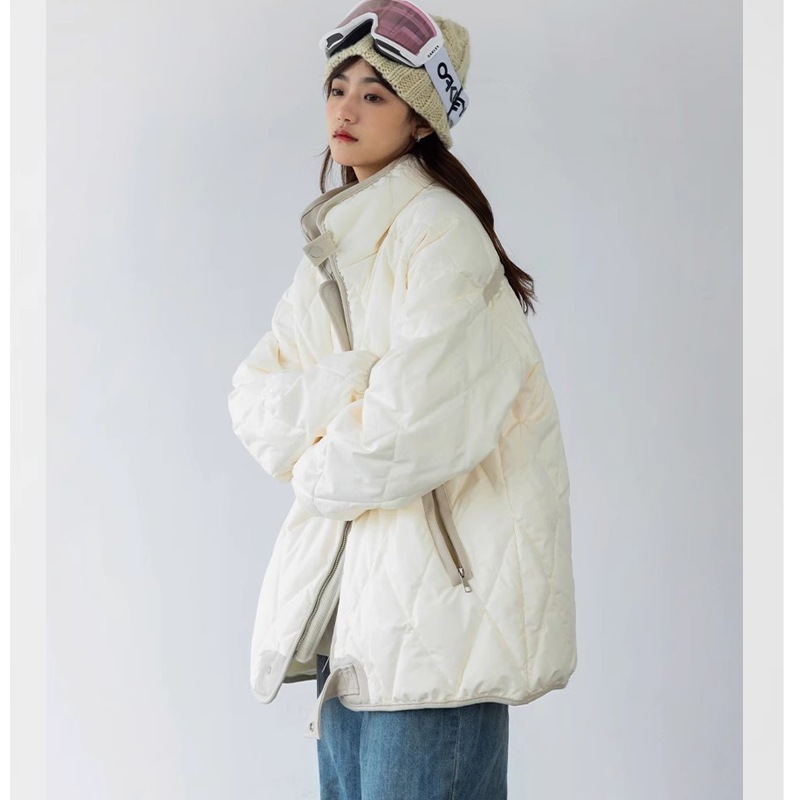 アウターその他 アウターアメリカンレトロ菱格子ゆったりカップルスタンドカラー小柄ダウン綿入れ女性2024冬新作ファッションカジュアル コットンジャケット