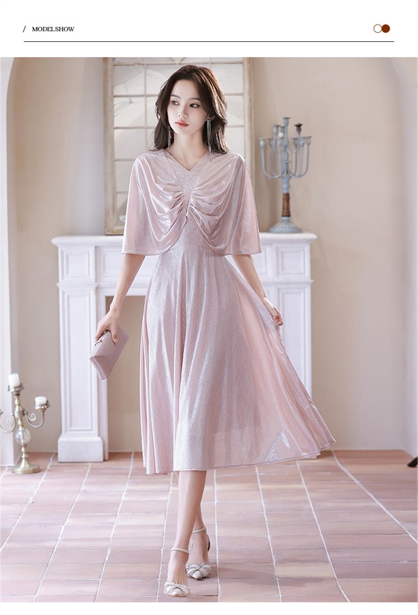 ワンピースドレスドレス結婚式 ドレス 20代 演奏会 ミモレ丈 親族 ワンピース ミモレ丈ドレス 30代 ピアノ 大きめ パーティードレス 発表会 ピンク イブニングドレス 大人 母親 40代 フ