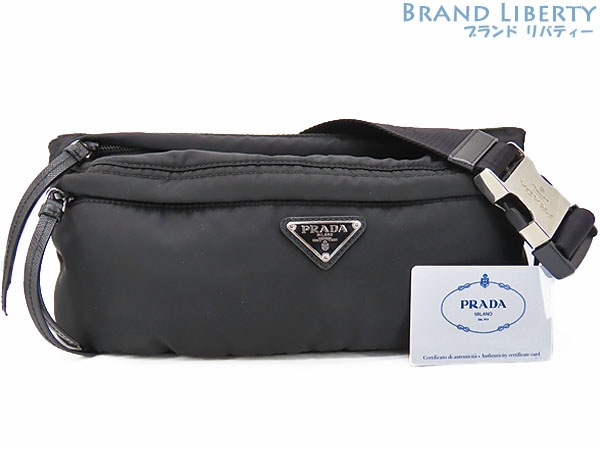 美品プラダナイロンウエストバッグショルダーバッグボディバッグバムバッグウエストポーチブラックテスート1BL011