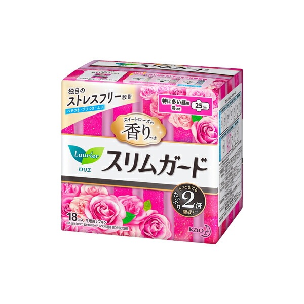 ロリエ スリムガード スイートローズの香り 特に多い昼用 羽つき（医薬部外品）18個入16パック（