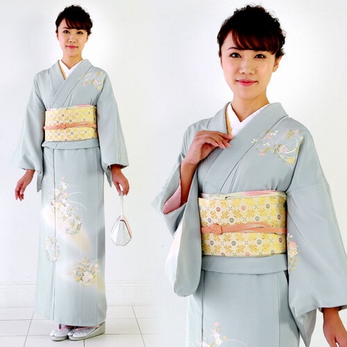 レンタル 正絹京友禅訪問着 レンタル １９点フルコーディネートレンタルセット 結婚式 入学式 七五三 ママ 披露宴 お茶会 安い 薄いブルーグレーぼかし 花紋 水色 30代 40代 50代