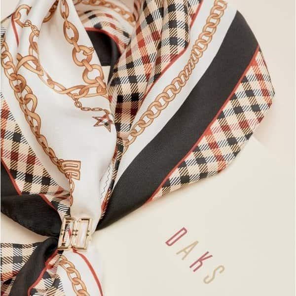 DCSC2F824 [GIFT] アイボリーチェックチェーン PETIT 三角スカーフ&リングセット