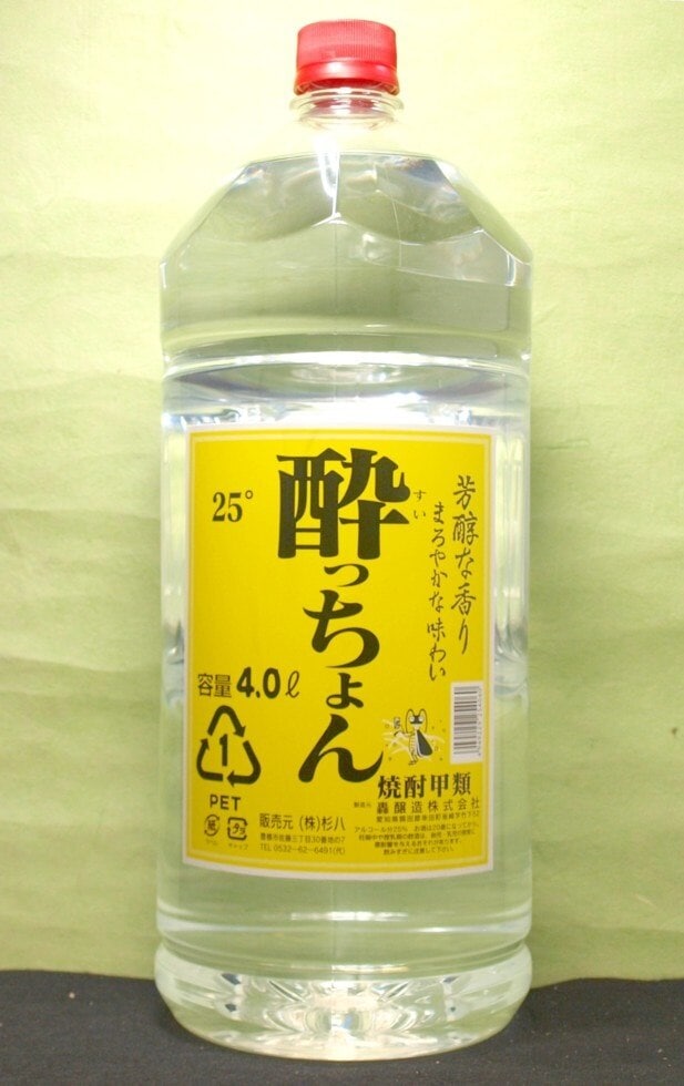 一部地域送料無料焼酎酔っちょん254Ｌ4本=1ケースエコペットメーカー愛知県：轟醸造（株）