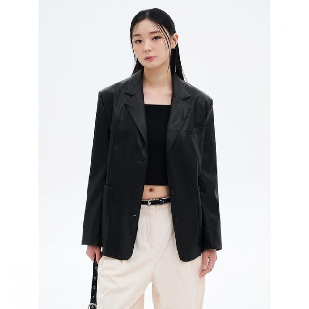 テーラードジャケットレザーアウターブラック (32523ZLY15)