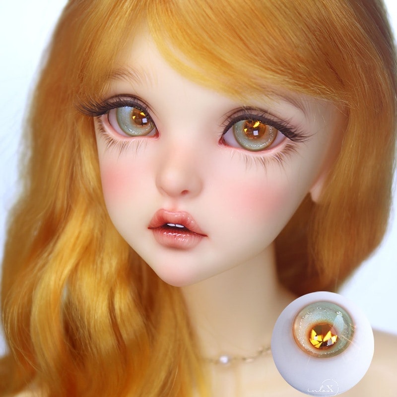 BJDドールアイ レジンアイ 人形用樹脂眼 春の夢 緑&金 普通/三白眼 12mm/14mm/16mm/18mmサイズ