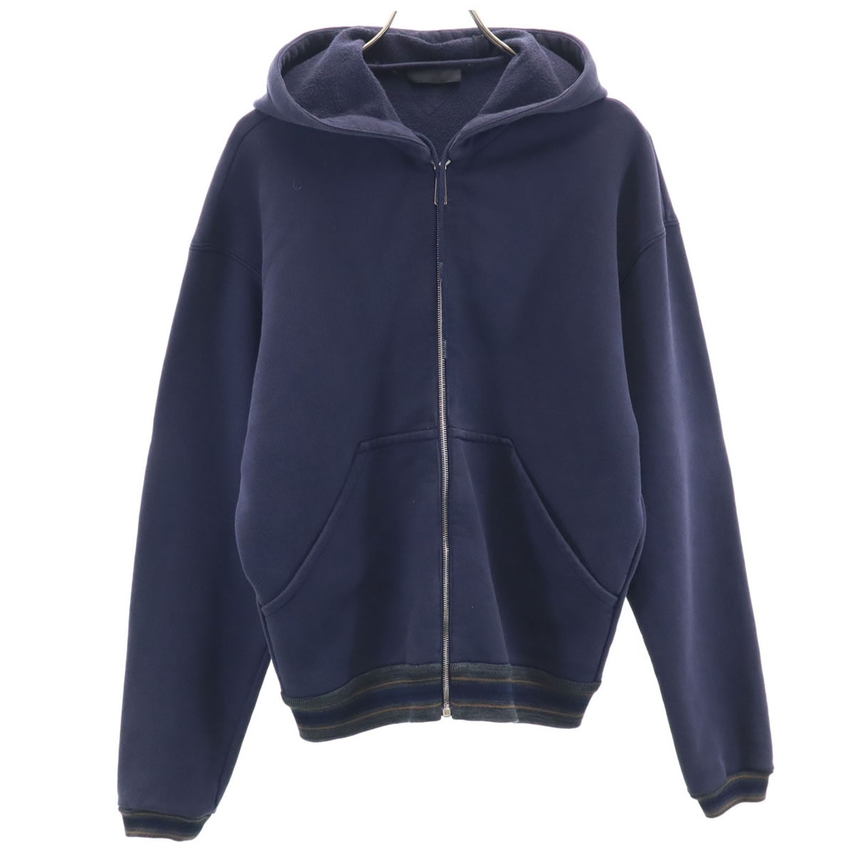 イタリア製 長袖 ジップパーカー S ネイビー メンズ 古着