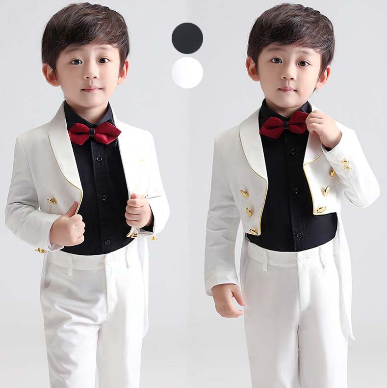 フォーマルスーツ燕尾服男の子スーツキッズ発表会タキシード結婚l式カジュアルスーツ子スーツ子スーツベビー服紳士服6点セットジャケット+パンツ+ベスト+シャツ+蝶結び+ブローチ子ども用スーツ男の子子服ブレ