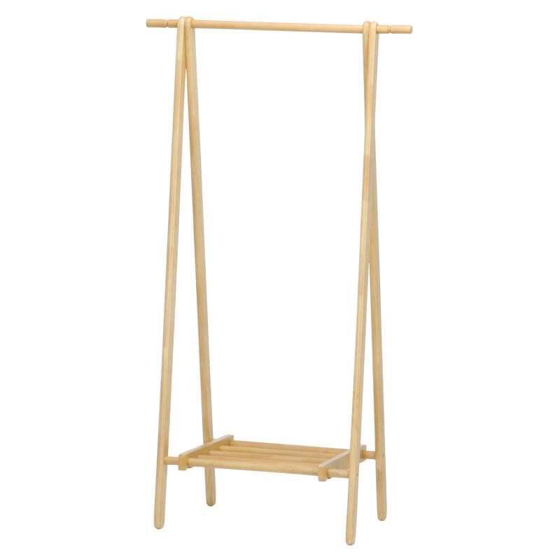 不二貿易 コートハンガー ハンガーラック スリム 木製 幅80×奥行45×高さ147.8cm ナチュラル 棚付き 玄関収納 天然木 15189