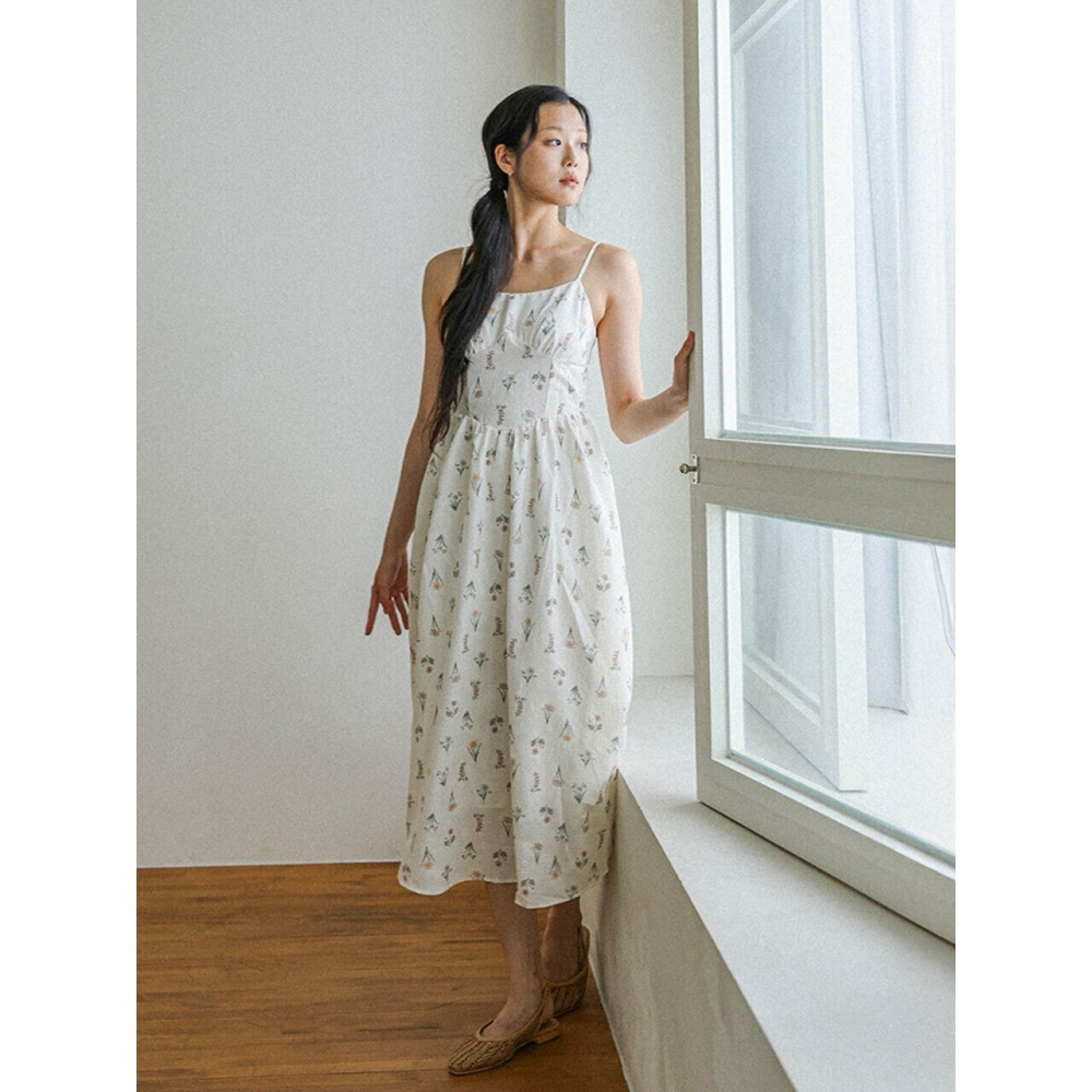ラングソン LS ロマンティックフラワースリップドレスアイボリー
