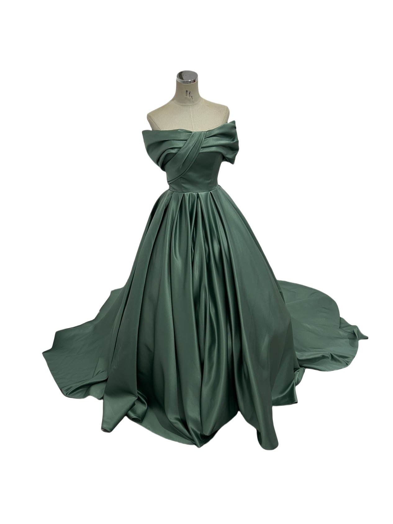 カラードレス グリーン オフショルダー ふっくら柔らかなバックリボン 披露宴