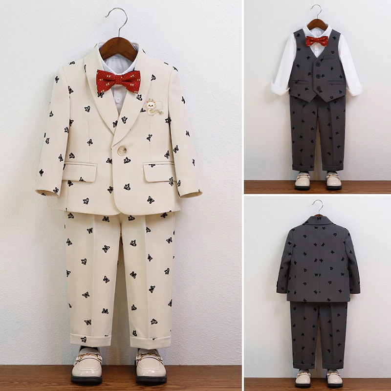 子供用 スーツ セット 男の子 司会 1歳 誕生日 小さな礼服 男の子 刺繍 カジュアル スーツ ピアノ 発表会 衣装