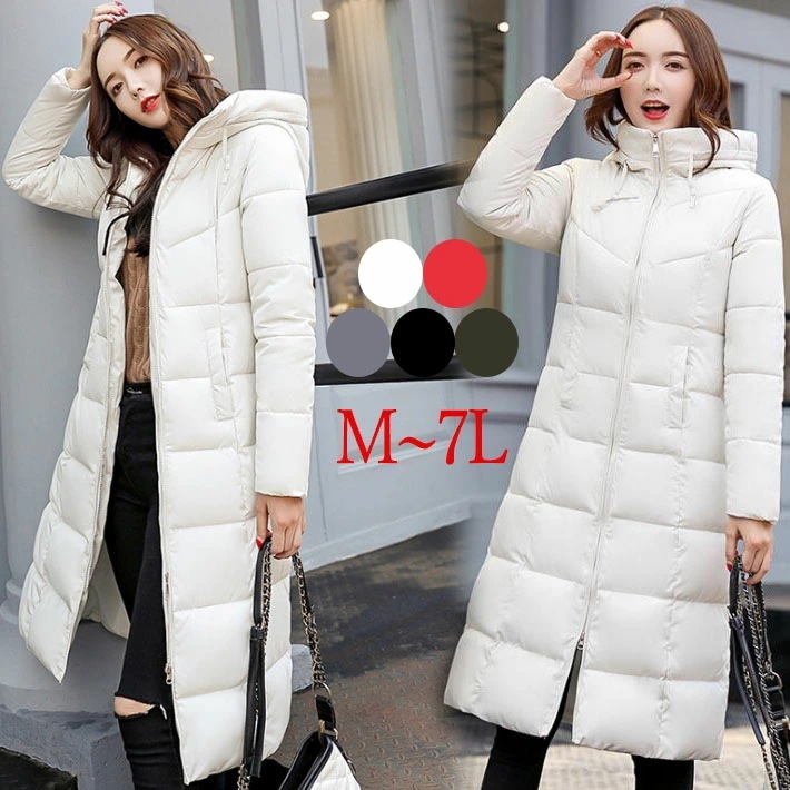 スタンドカラー　ダウンロングコート　ベンチコート　アウター コート　ダウンジャケット ロングジャケット　フード付き スタンドカラー aライン 大きいサイズ　温かい　軽量 防寒 　冬　M L 2L