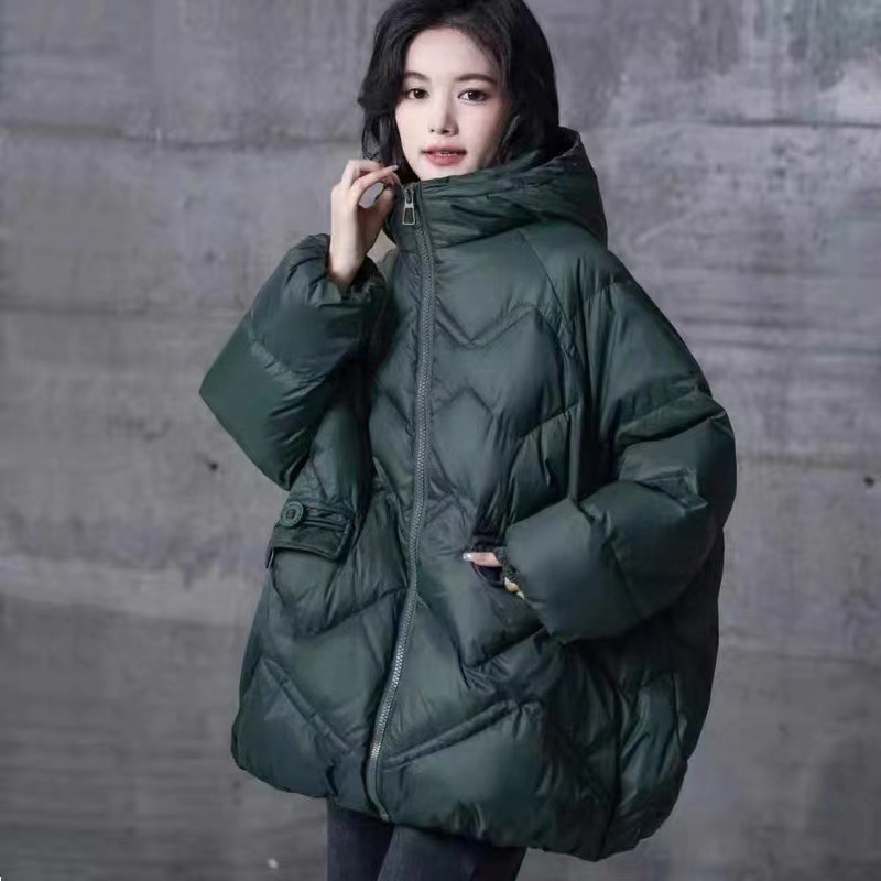 女性用軽量ダウンジャケット 2025 ミドル丈 おしゃれ ゆったり 着痩せ ホワイトダックダウン