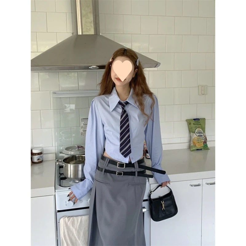 【1つ買うと10つ無料】秋の女性のためのカレッジスタイルの長袖シャツスタイルルーズシャツ汎用スリムトレンディ