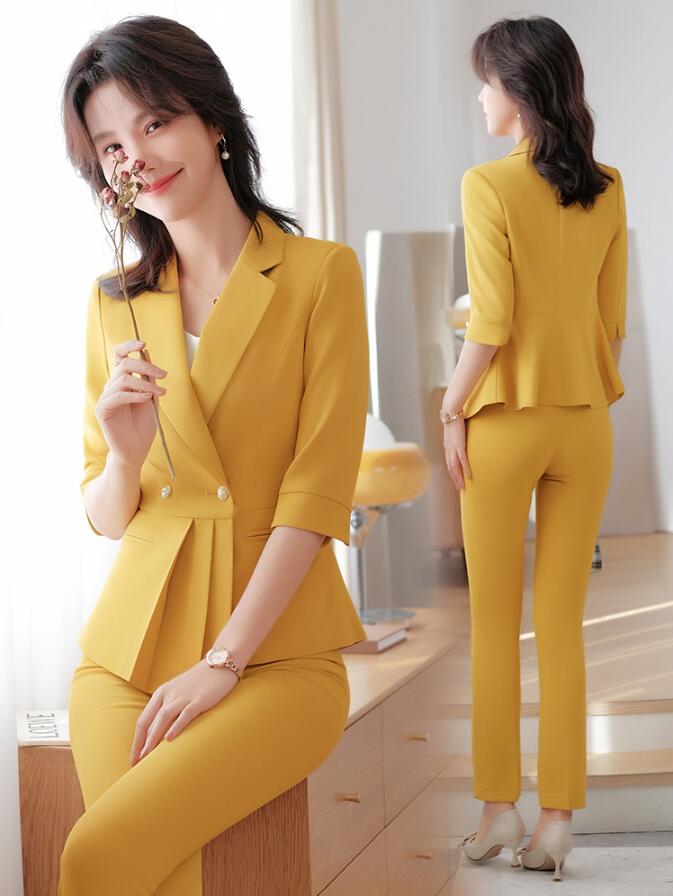 洗えるスーツ レディース 2点セットスーツ ビジネススーツ 5分袖ジャケット+パンツ/スカート フォーマル 通勤 OL オフィス 制服 パンツスーツ 秋春夏 着痩せ 20代30代40代 ママ S/M/