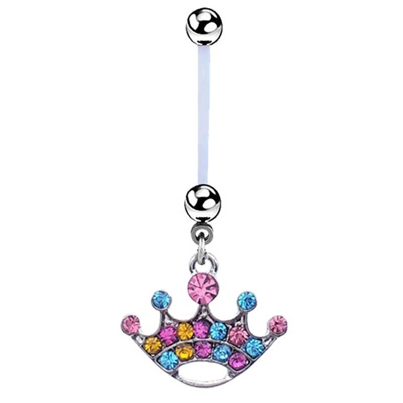 臍ピアス へそぴあす ボディーピアス 14g 柔らかい ベビー ラインストーン 妊婦用へそピアス レディース 出産祝い 14g ママ クラウ ヘソピアス マタニティ 王冠 プレゼント ピンク 赤ちゃん ピアス 激安店舗 Vivalafocaccia Com