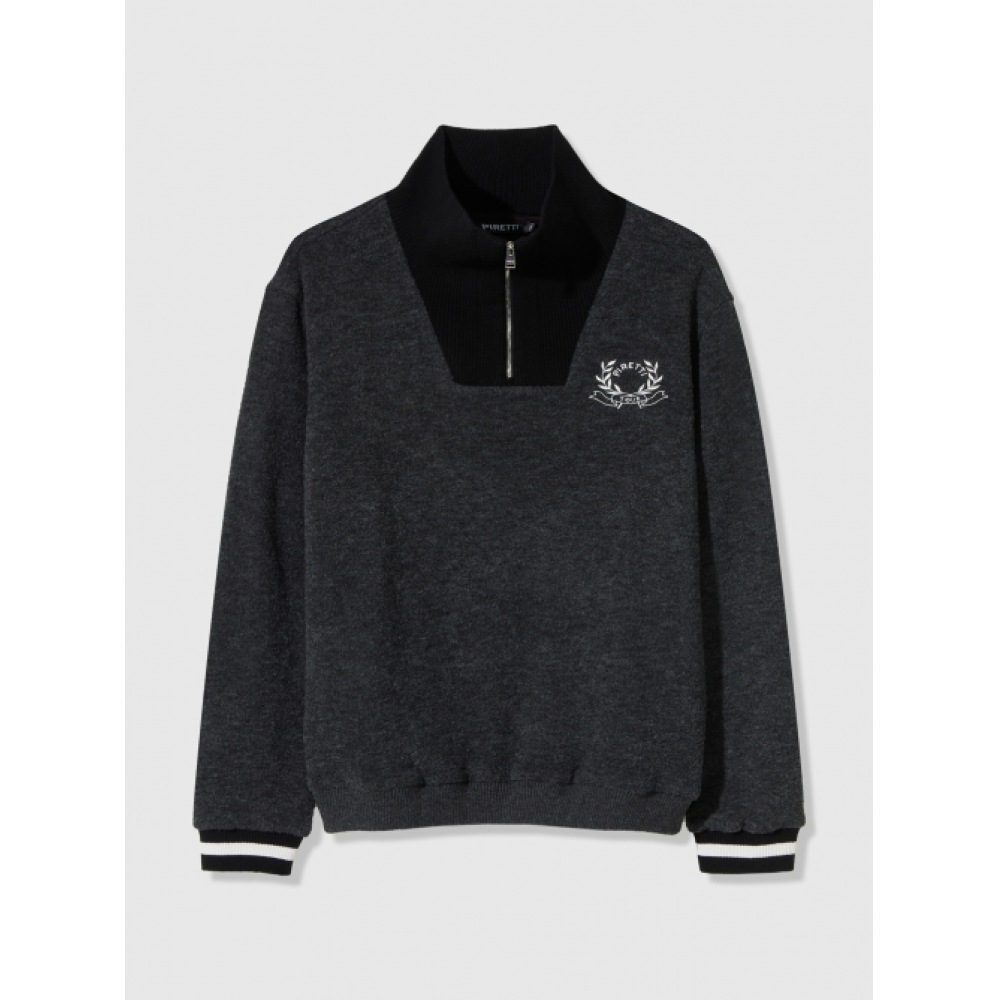 PIRETTI テラモニットブロックハーフジップ Tシャツ M_ダークグレー