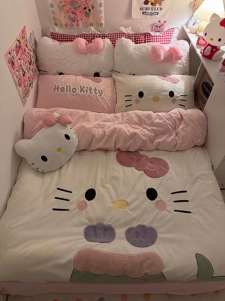 新作おやすみ猫かわいい乙女心猫ミルクぬいぐるみ4点セット学生寮3点セットベッド