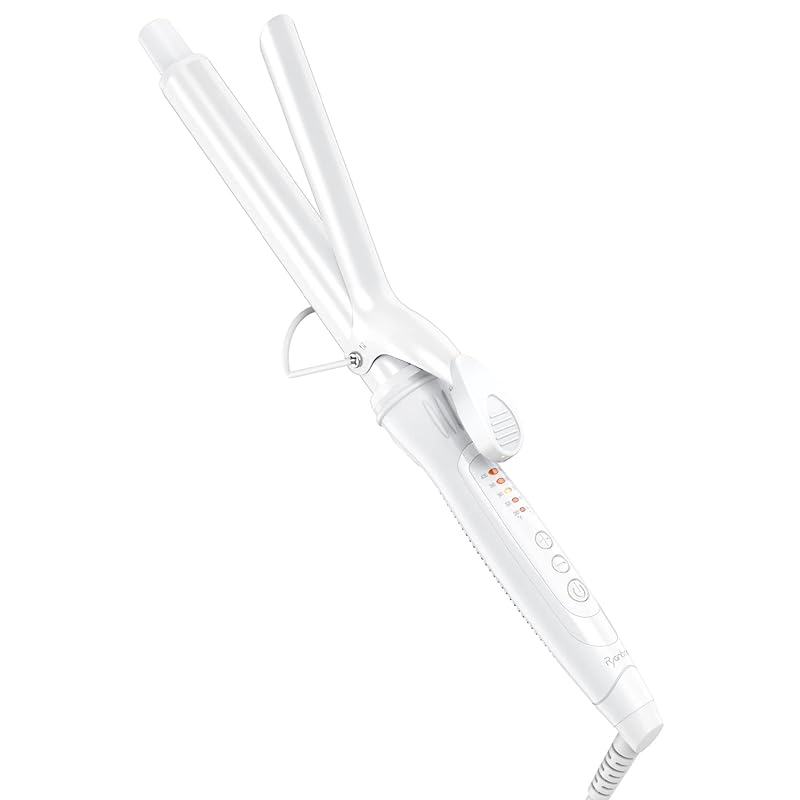 Ryanboo ヘアアイロン カールアイロン コテ 25mm カーリングアイロン 5段階温度調整 プロ仕様 MAX220℃ 海外対応(25mm, ホワイト)
