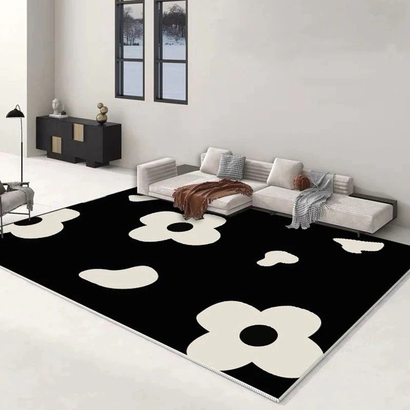 2024新作 家庭用 リビングルーム 広い面積 手入れがしやすい 絨毯 クリスタルウール ブラック系 滑り止め カーペット