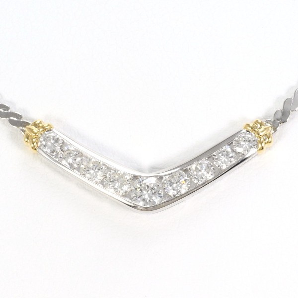 PT900 プラチナ PT850 ネックレス ダイヤ 1.00 カード鑑別書 ジュエリー 中古