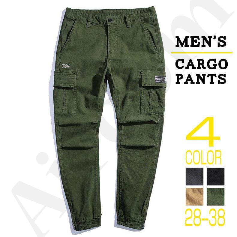 【人気商品】カーゴパンツ ジョガーパンツ メンズ アンクル丈 ワンポイント ストレッチ ミリタリー系 ゆったり カジュアル 作業着 綿パン アウトドア ワークパンツ ズボン
