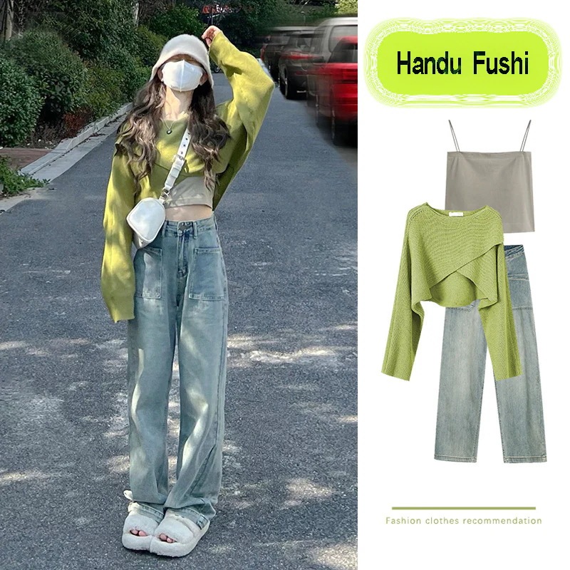 春秋の新品 茶系の着こなし ひとまとまりの ぽっちゃりmm やせて小柄に見える 3点セット 甘い女