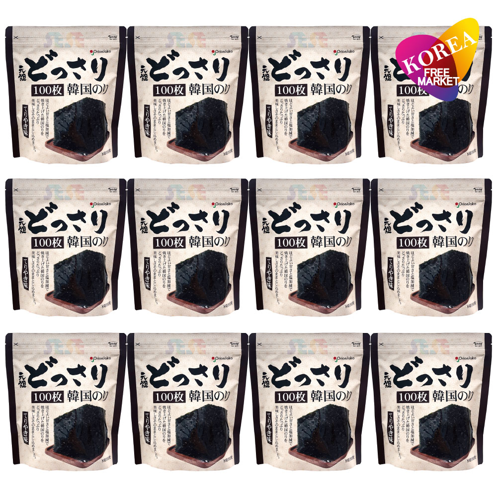 オリオンジャコー どっさり 韓国のり 12袋セット 100枚入 てりやき味 / チャック付き袋 Orionjako