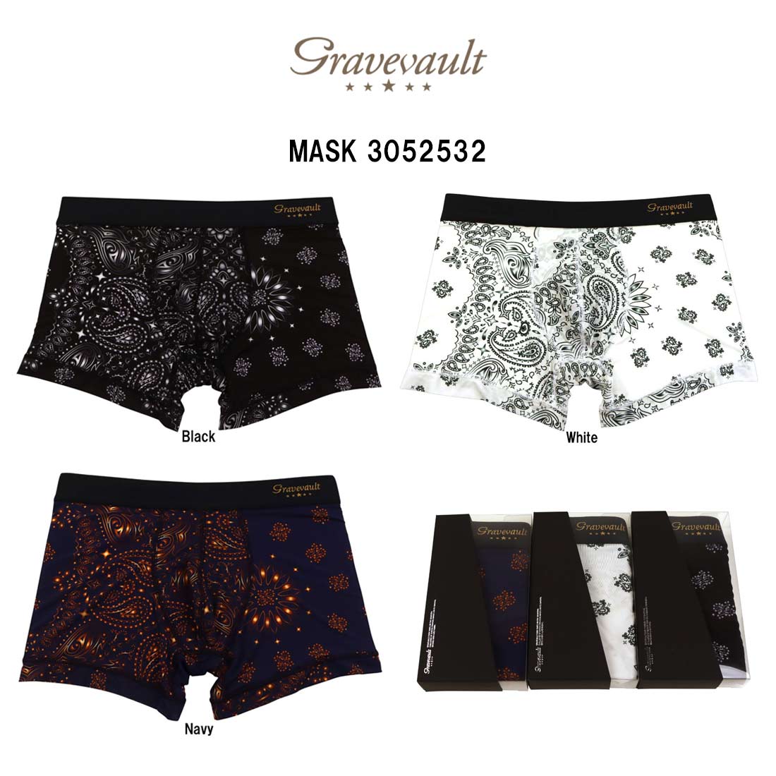 gravevaultm ボクサーパンツ ショート 前閉じ ナイロン 日本製 ラグジュアリー ギフト メンズ 男性用 下着 MASK 3052532