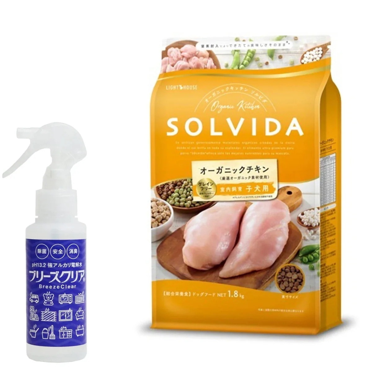 ドッグフード グレインフリー チキン 室内飼育子犬用 1.8kg【ph13.2強アルカリ電解水100ml付き】