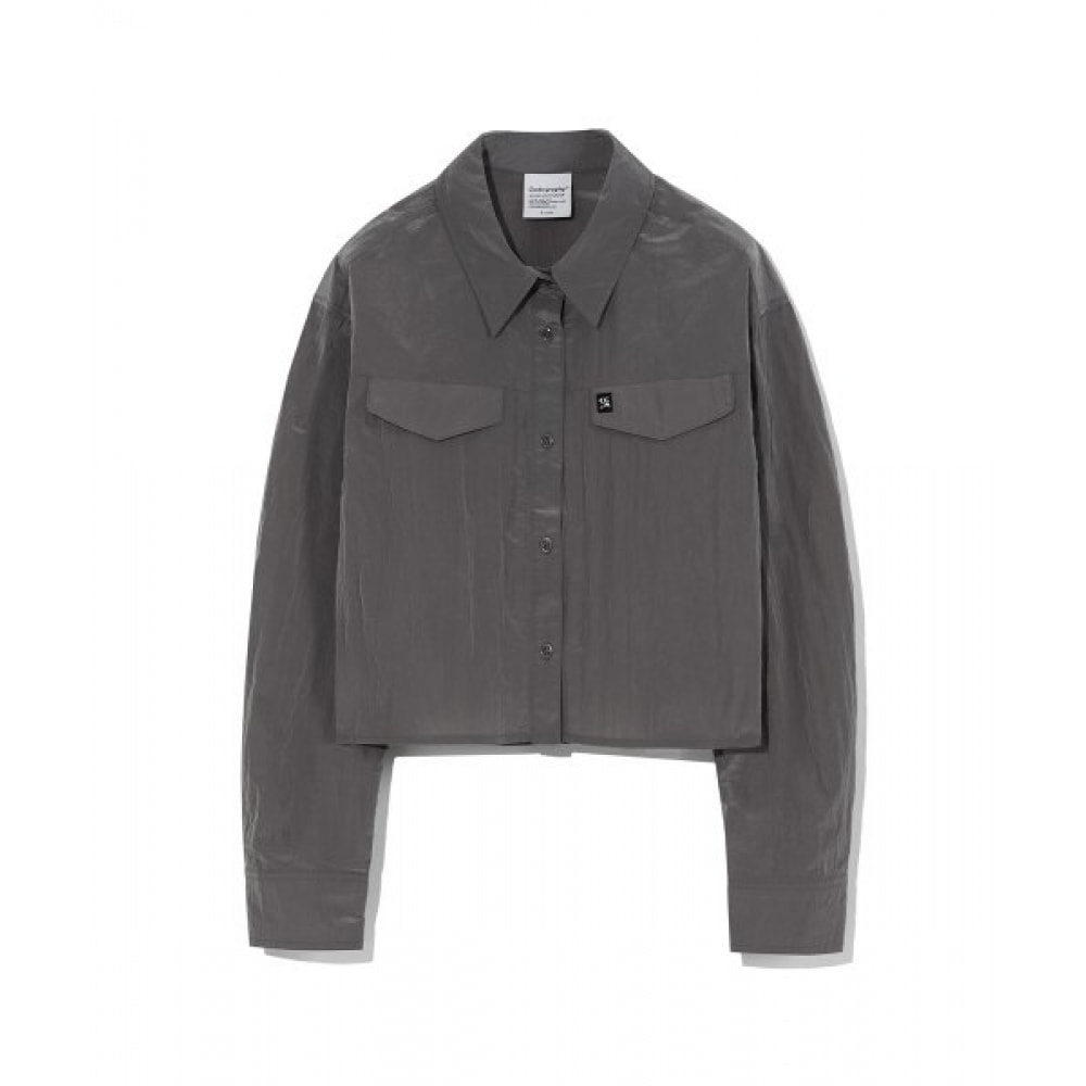 CODEGRAPHY (ウィメンズ) 化繊メタルクロップシャツ_チャコール