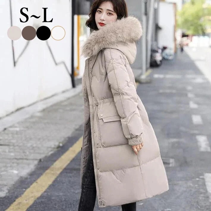 ダウンコート ロングコート 中綿コート　アウター コート　ダウンジャケット フード付き ファー付き あったか　軽量 防寒　冬　S M L今日は30パーセント
