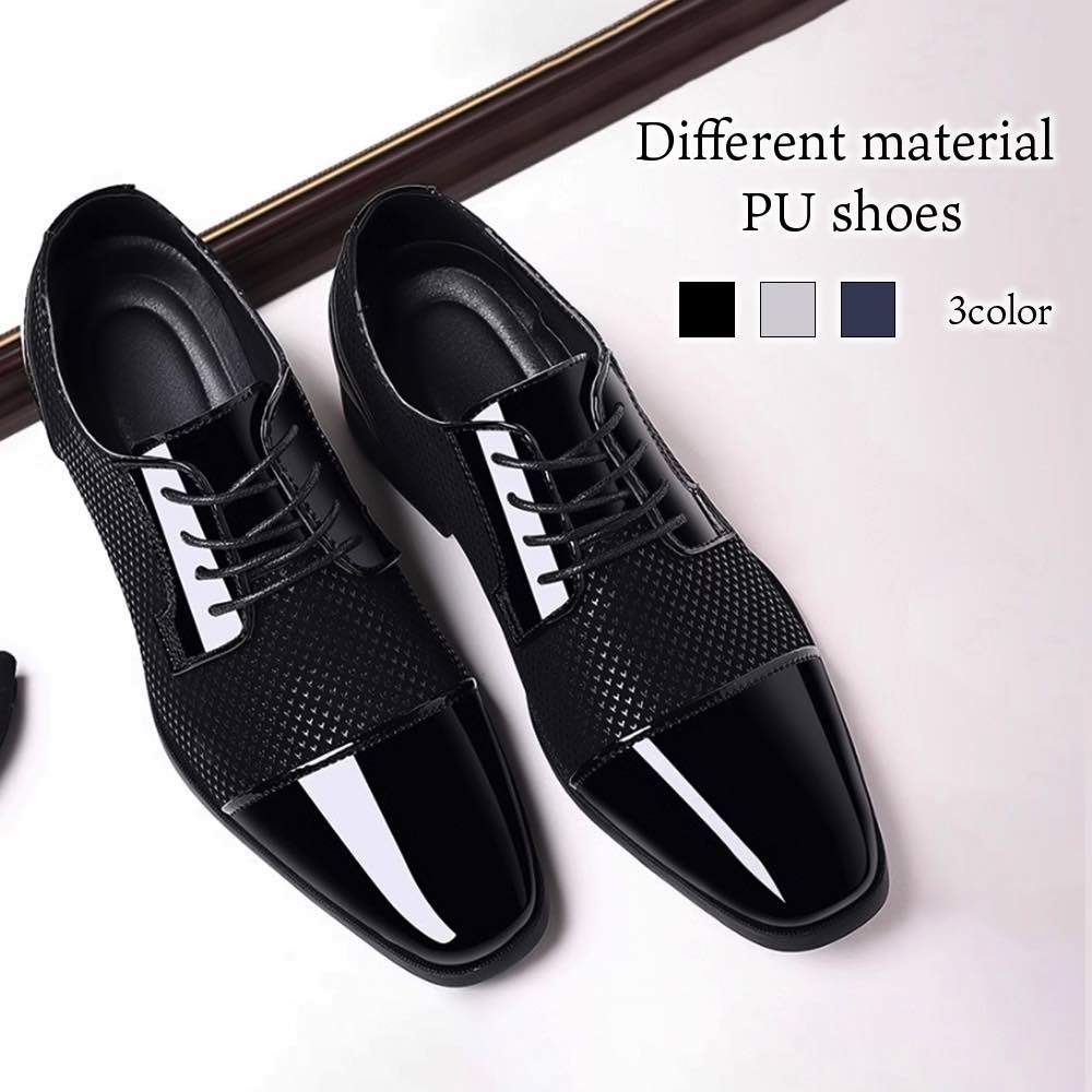 ビジネスシューズ メンズ 異素材PUシューズ ブランド レザー 軽量 夏 春 紳士靴 カジュアル 歩きやすい OFF スニーカー 走れる ショートブーツ ストレートチップ ブーツ ON おしゃれ 防水