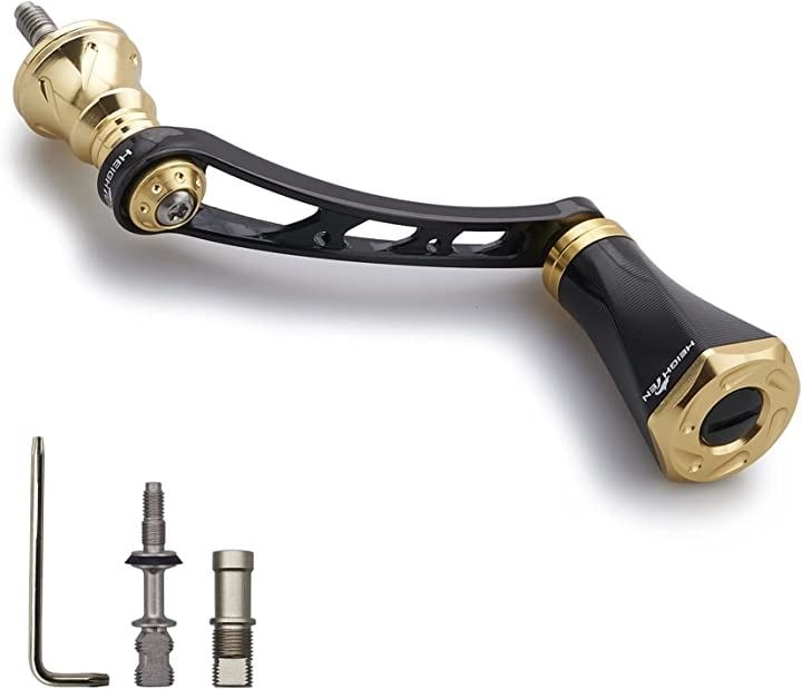 56mm リール ハンドル 23mmノブ搭載 シマノ SHIMANO ダイワ DAIWA 通用 スピニングリール Tornado 396( ブラック/ゴールド(ノブ)＆ブラック(ハンド)