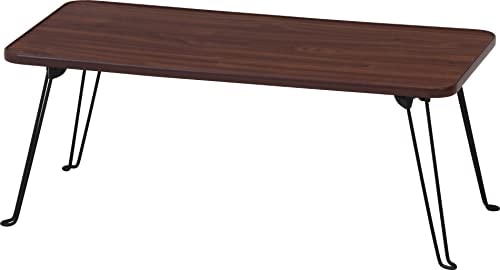 不二貿易 ローテーブル 四角 折りたたみテーブル ミニ 幅80×奥行40×高さ31cm ブラウン 完成品 角が丸い 持ち運び簡単 アウトドア ピクニック 10862