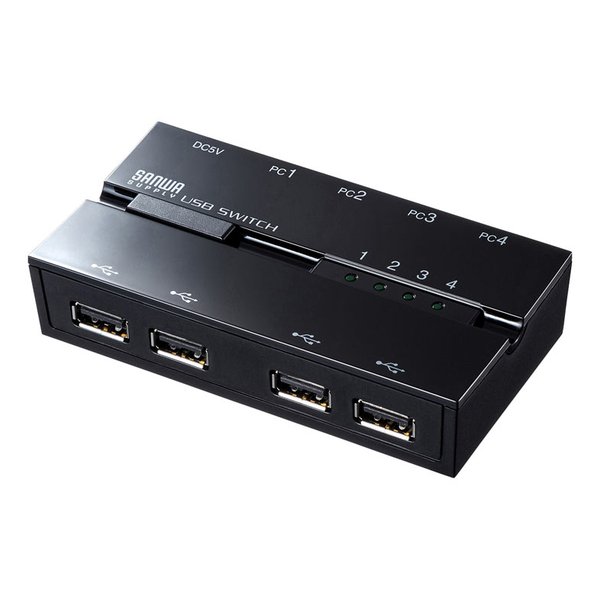 磁石付きUSB2.0手動切替器 ハブ付き・4回路 SW-US44HMG