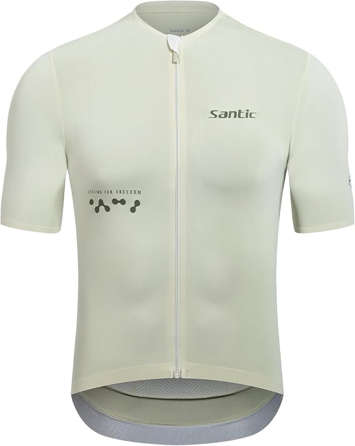 メンズ サイクルジャージ 半袖 夏用 薄め 涼感素材 サイクリングウエア サイクルウエア ロードバイクジャージ 自転車ウエア ポケット付き 伸縮性 吸汗 速乾(ベージュ, L)