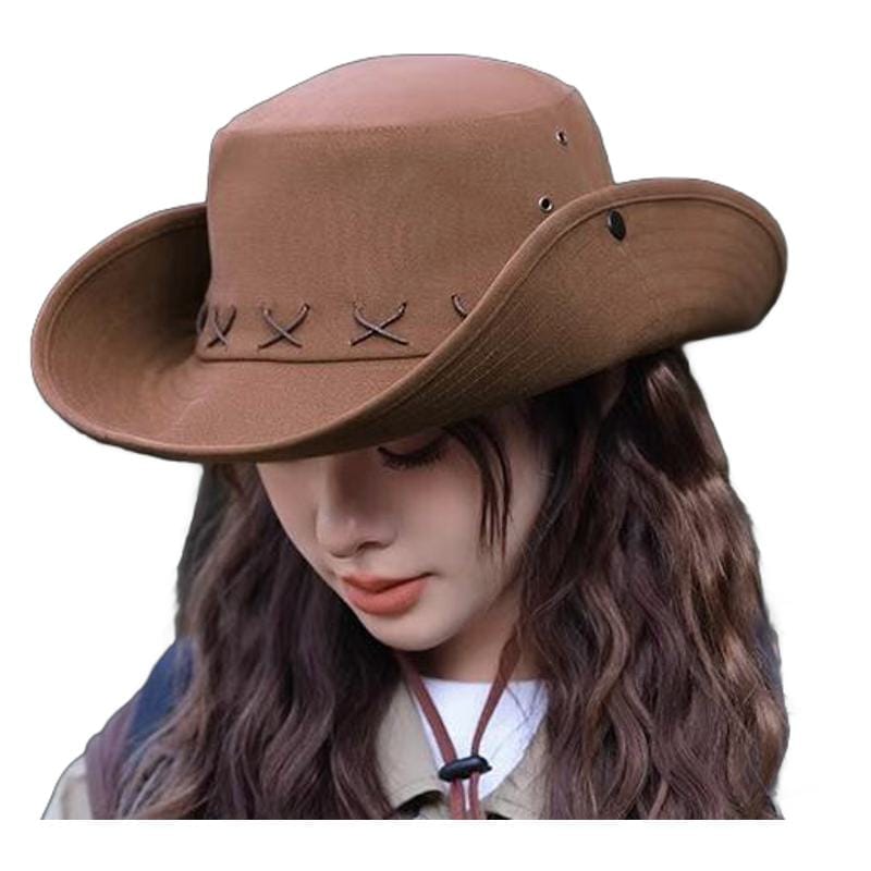 アメリカンレトロウエスタンカウボーイ帽子日焼け止め帽子女性登山アウトドア漁師帽子男登山帽子徒歩日除け帽子黒フリーサイズ