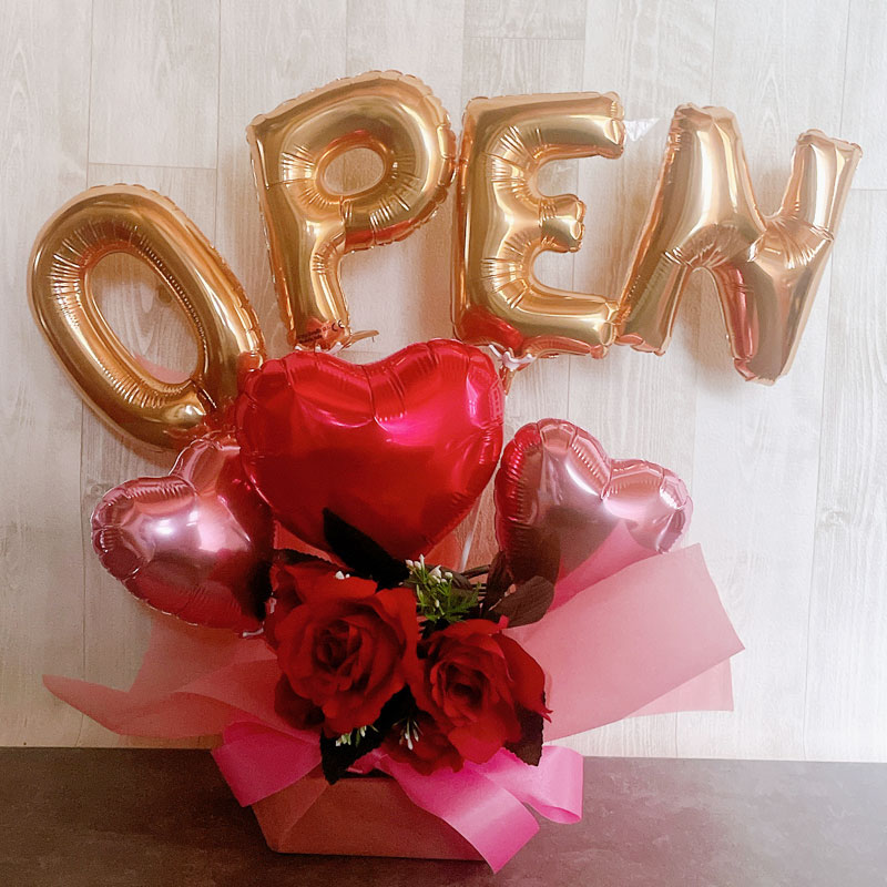 バルーンアレンジ 開店祝い おしゃれ バルーンフラワー 名入れ 周年祝い 記念日 誕生日 open バルーンギフト 豪華 電報 卓上 お祝い 数字 プレゼント お店 周年 開院 ロー