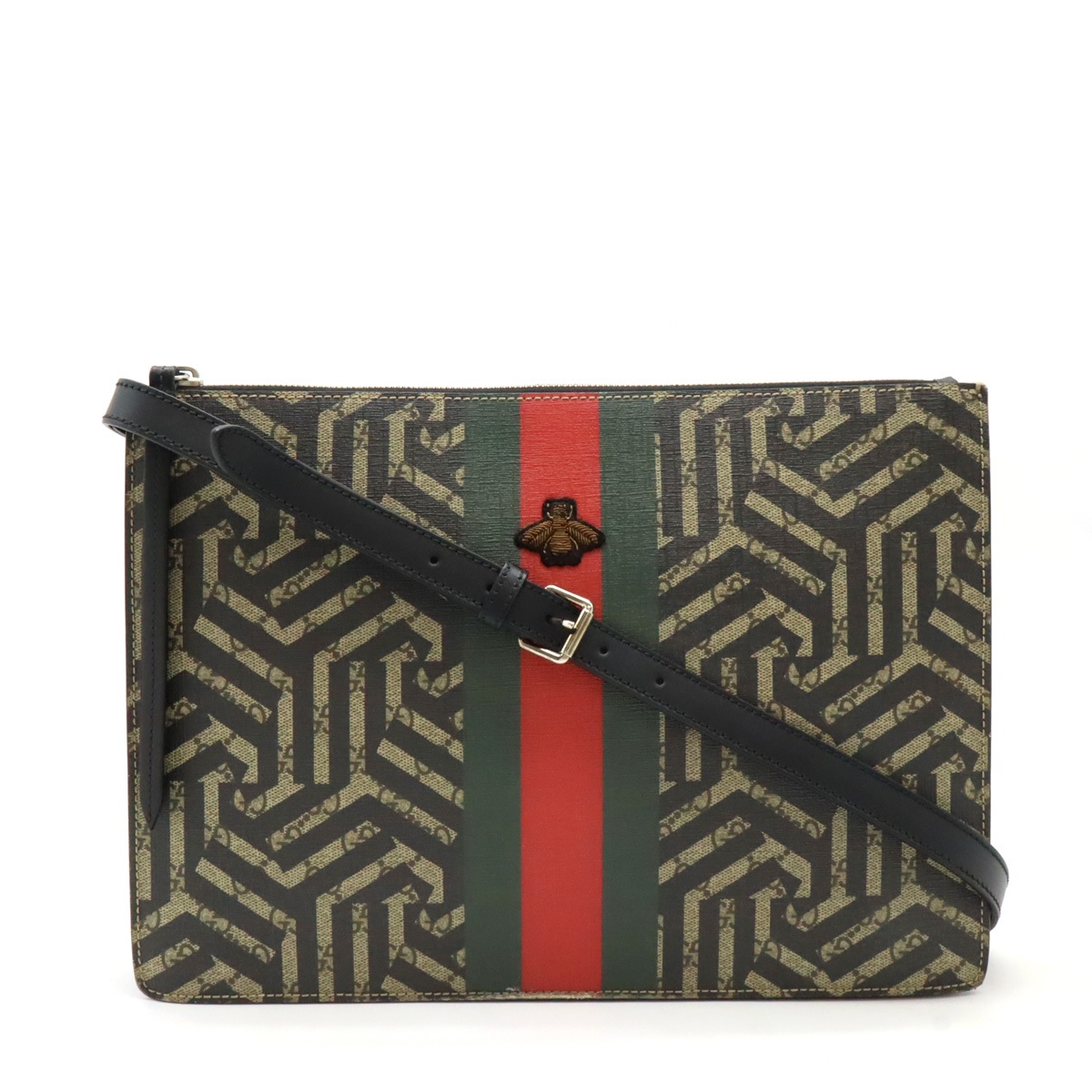 GGカレイド クラッチバッグ 2WAY ショルダーバッグ 斜め掛け PVC レザー カーキベージュ ブラック 42900