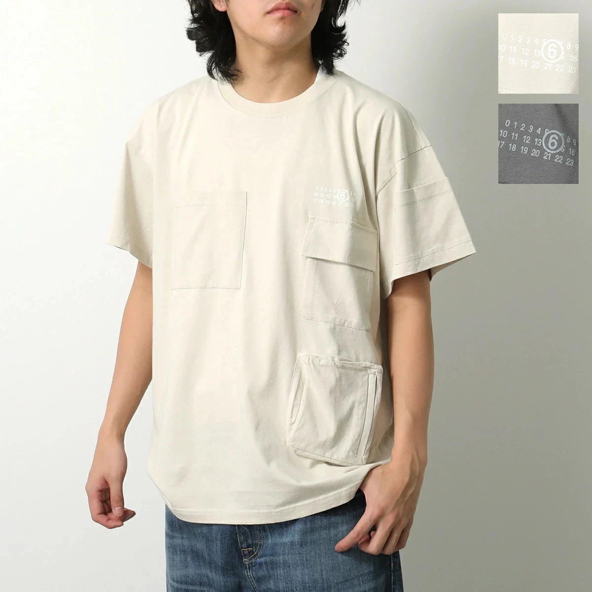 MM6 エムエムシックス メゾンマルジェラ Tシャツ SH0GC0022 S24311 メンズ 半袖 カットソー コットン クルーネック ポケット ナンバリングロゴ カラー2色 【mega】