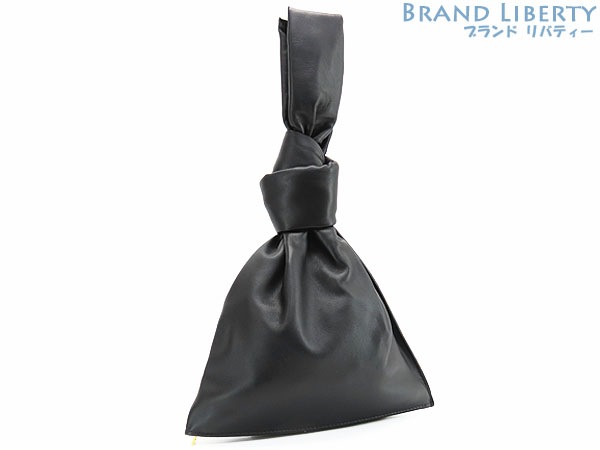 ほぼ新品ボッテガヴェネタミニザツイストクラッチバッグセカンドバッグハンドバッグポーチブラックラムレザー652001