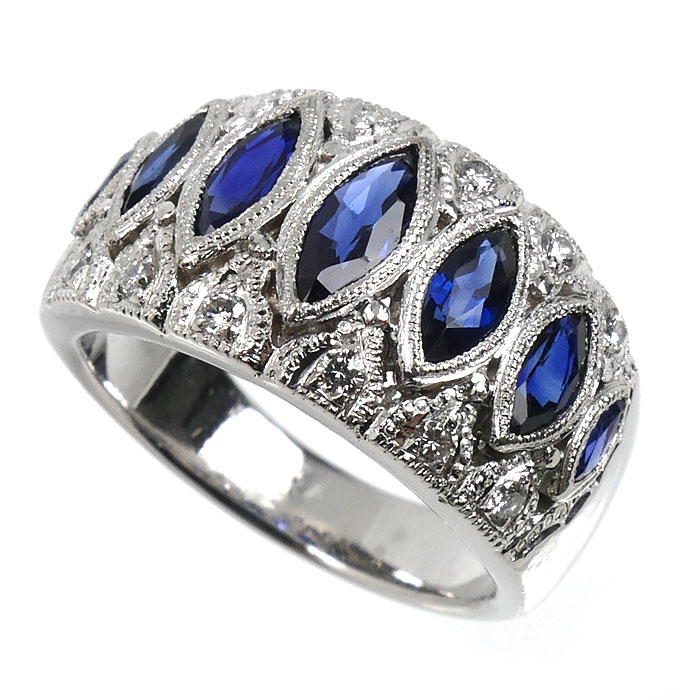 Pt900プラチナ リング・指輪 サファイア1.64ct ダイヤモンド0.19ct 11号 12.4g レディース 中古