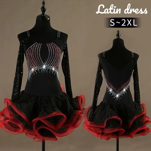 お得な価格社交ダンス 社交ダンス衣装 ラテンドレス 競技用ドレス 長袖 キャミソール ワンピース ステージ衣装 ラテン専用ドレス レッスン着 ラテンドレス スパンコール 発表会用 社交ダンス演出服 ル 5,706円