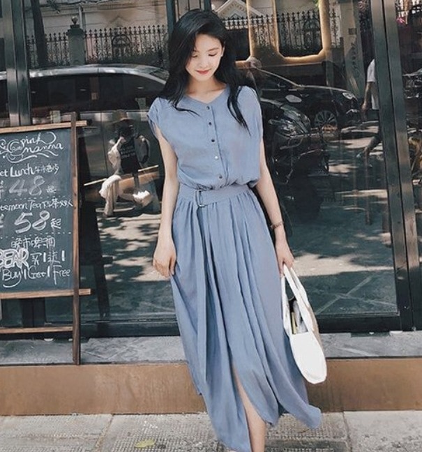 ワンピース デート モテアイテム シャツワンピース ミモレ丈 半袖 ウエストマーク 可愛い きれいめ 上品 おしゃれ かっこいい 可愛い ラブリー キュート ガーリー クール モード系