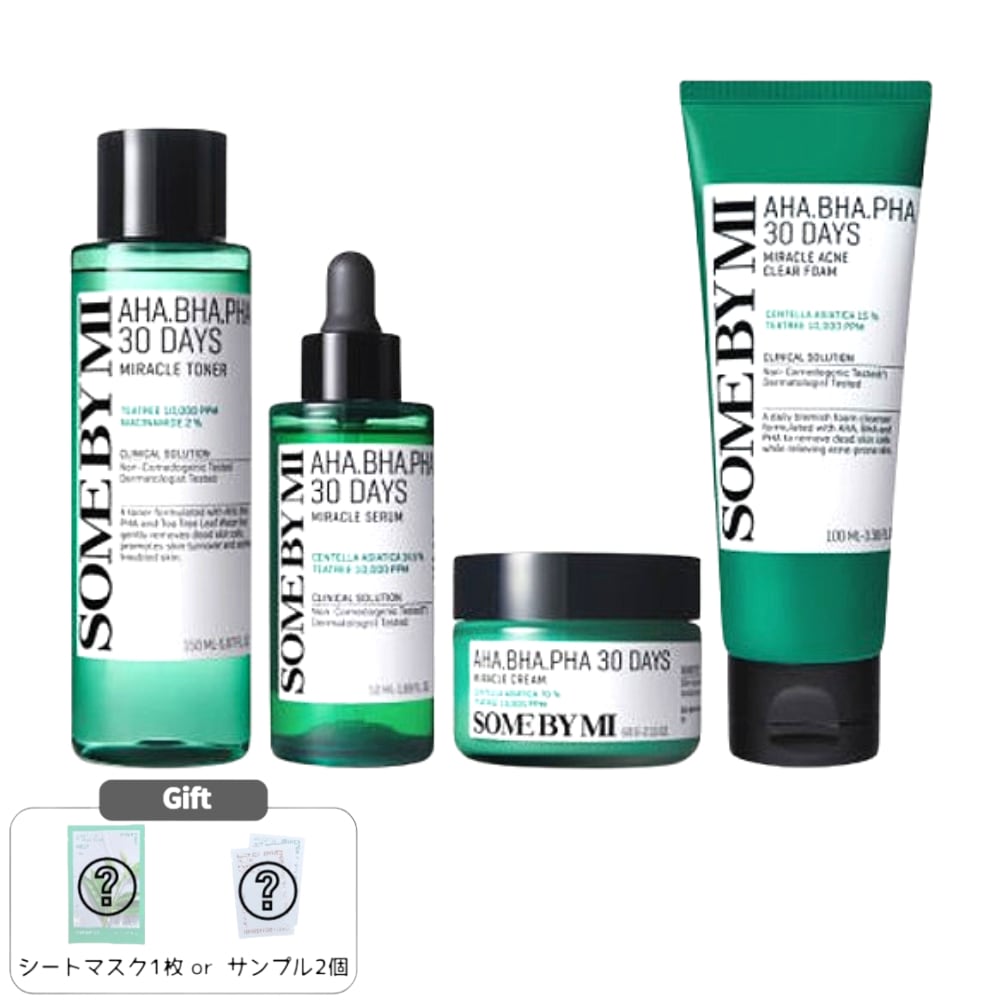 AHA BHA PHA ミラクル 4点セット [トナー150ml+セラム50ml+クリーム60g+フォーム100ml] 毛穴ケア 敏感肌用 韓国コスメ