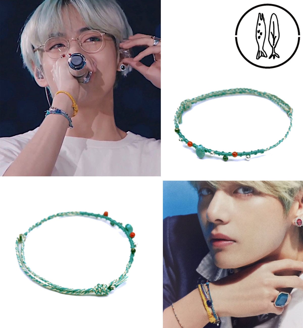 CCN BTS V着用ハンドメイドブレスレット 韓国で最高の人気アイテム ブレスレットテテフォトカード付き 6,300円