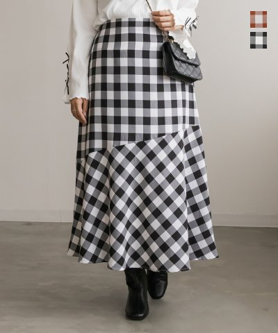 大きいサイズ レディース LL 3L 4L XL XXL XXXL CLETTEオリジナルギンガムチェック柄スカート